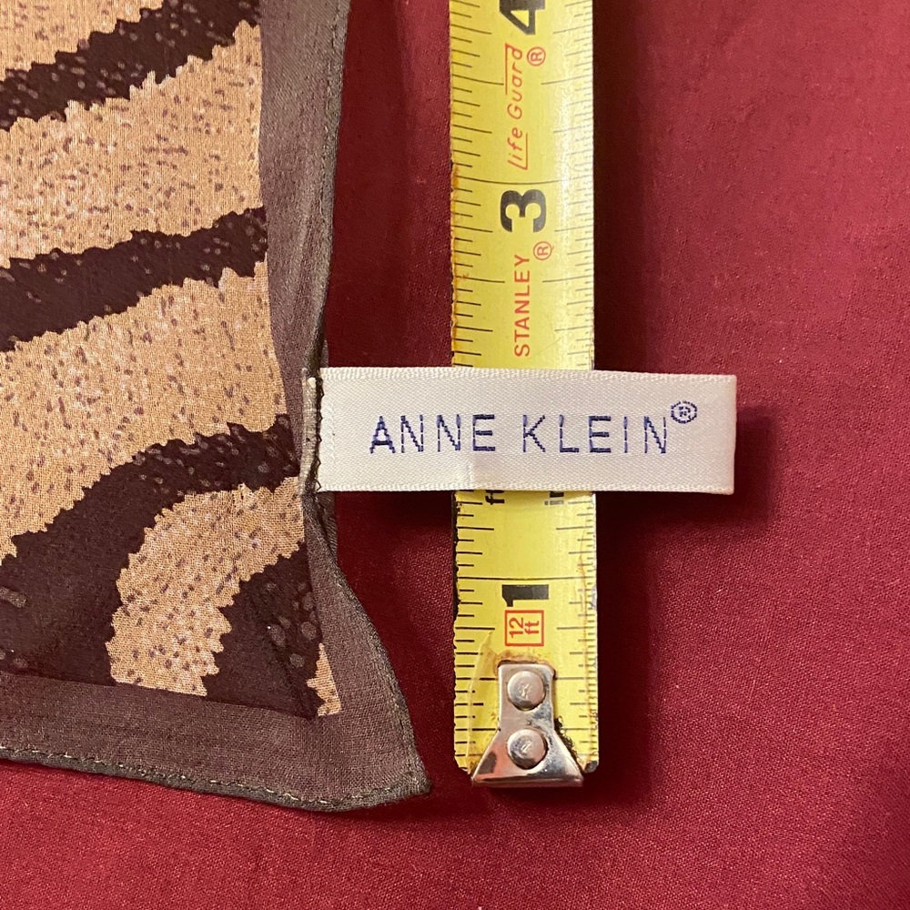 Anne Klein Brown and Tan Patterned Silk Scarf - Picture 2 of 6